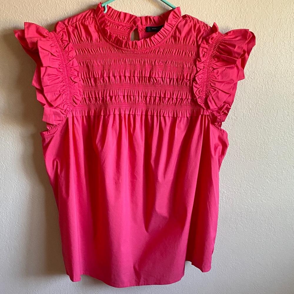 MARC NEW YORK ANDREW MARC Chic Fuchsia Ruffle Sleeve Blouse